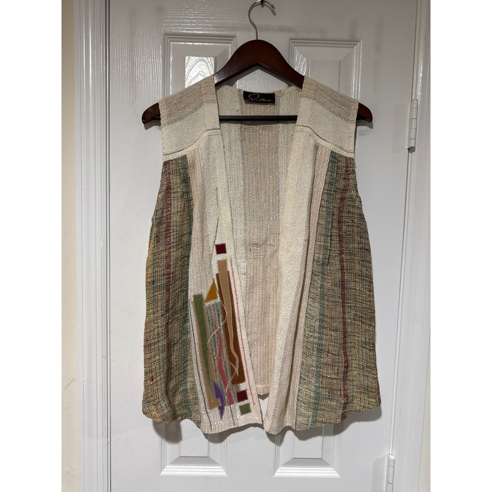 Svetlana Art-to-Wear Patchwork Vest – Cream – Boho – Estimated Size‎ Medium